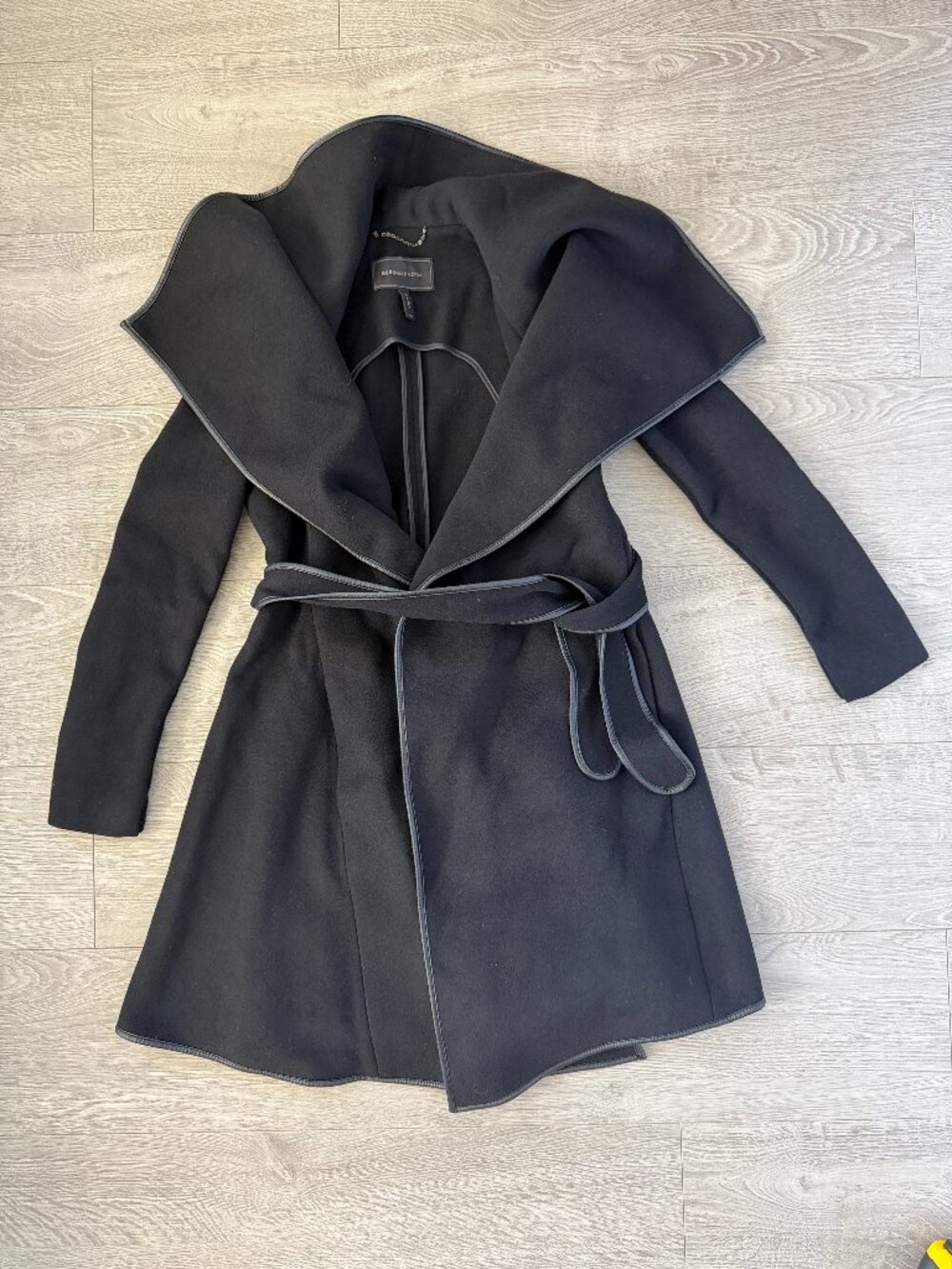 BCBGMAXAZRIA Black Oversized Collar Wrap Coat XS